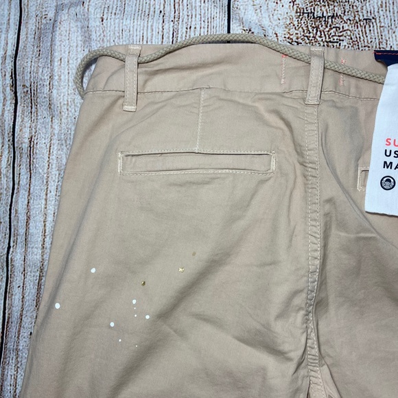 NEW Anthropologie Sundry Carpenter Paint Ankle Crop Pants Boho Tan Drawstring - Picture 8 of 16
